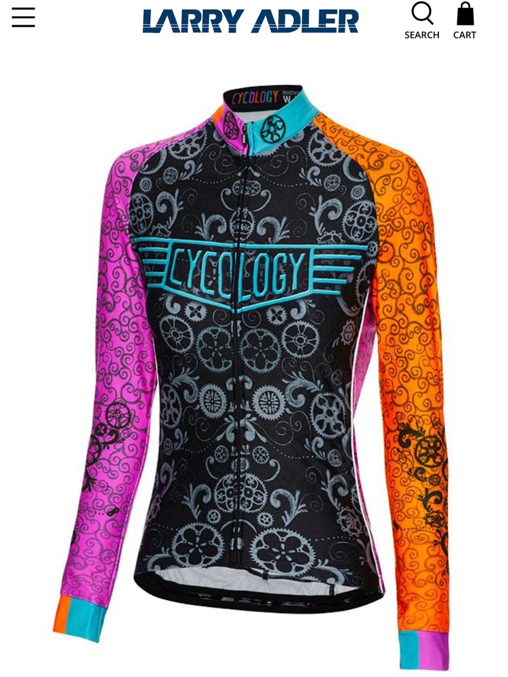 CYCOLOGY sz M Women's Colorblock Long Sleeve Cycling Jersey - Black/Pink/Orange